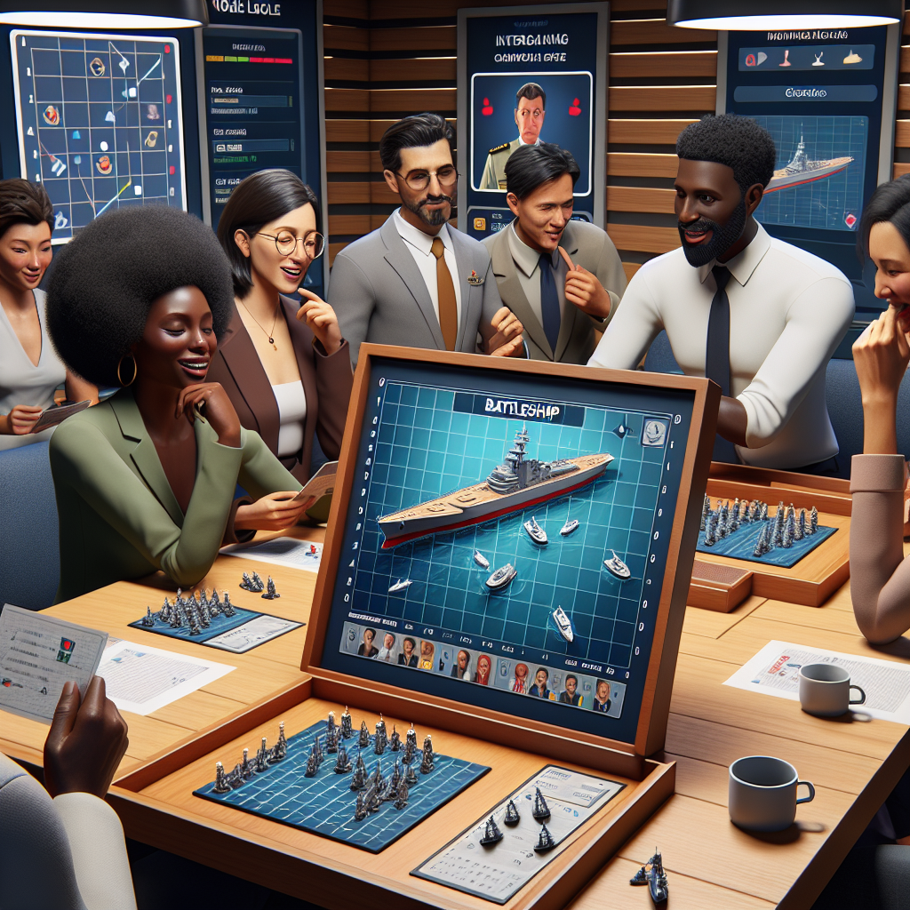 A visual representation of a Battleship game lobby, featuring game boards and player avatars